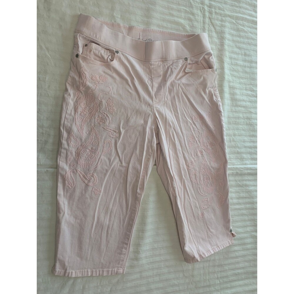 GLORIA VANDERBILT WOMENS PULL ON EMBROIDERED CAPRIS PANTS SIZE 8